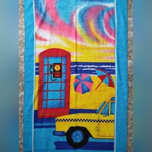 Vintage Cobra Beach Towel Vibrant Beach Scene Brazil 80s 27” X 53”
